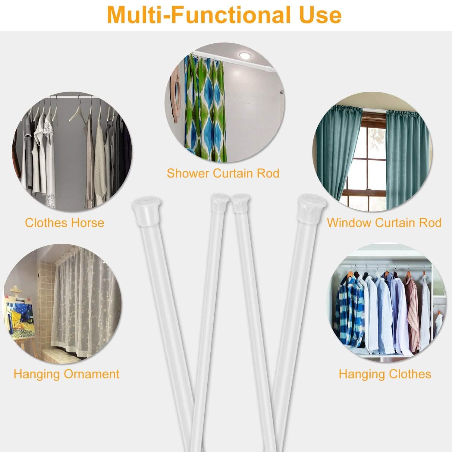 Tension Curtain Rod Spring Load Adjustable Curtain Pole