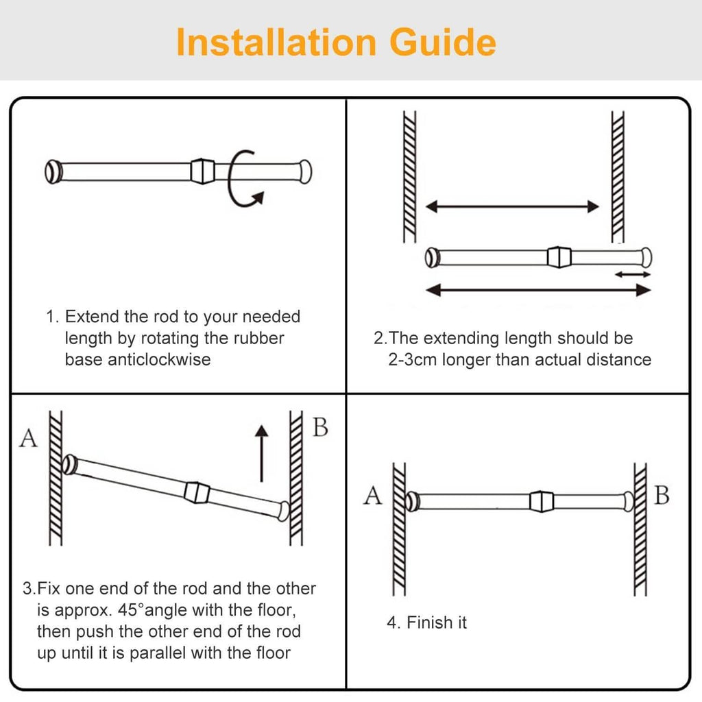 Tension Curtain Rod Spring Load Adjustable Curtain Pole