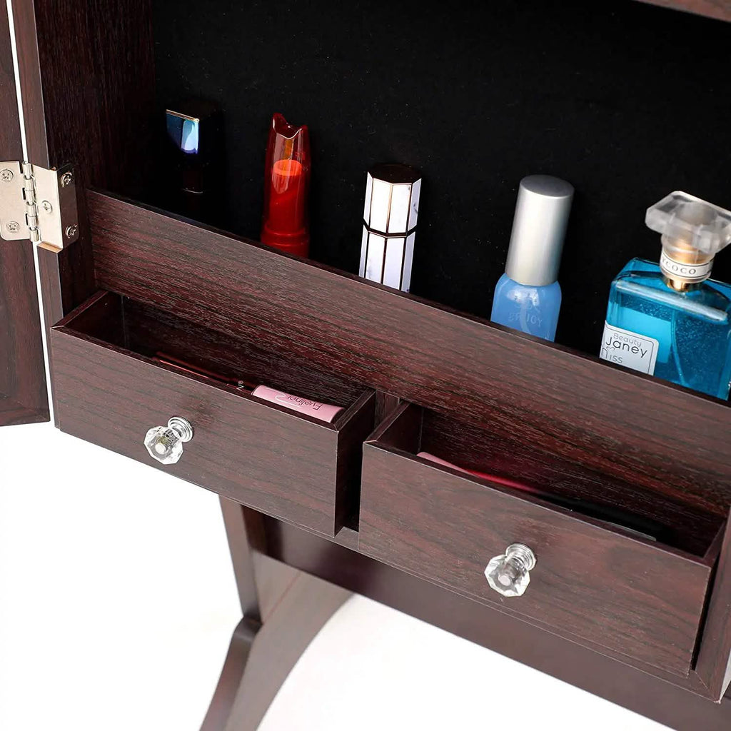 Tesmula Fashion Simple Jewelry Storage Mirror Cabinet With LED Lights