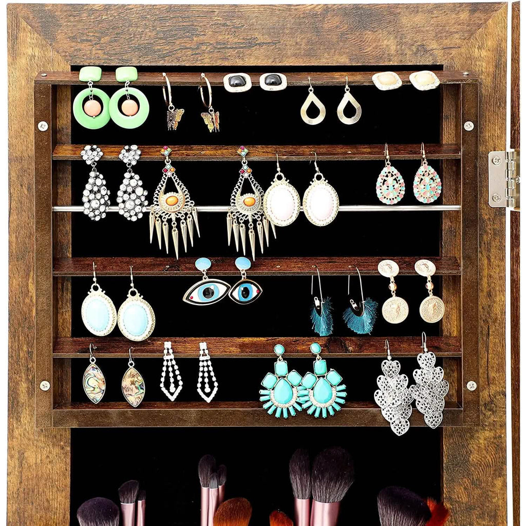 Tesmula Fashion Simple Jewelry Storage Mirror Cabinet With LED Lights