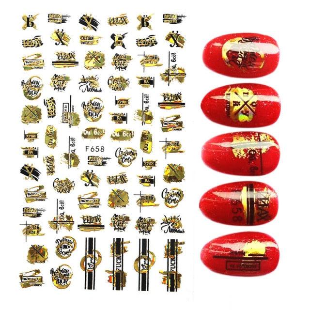 The New 3D Nail Sticker Cool English Letter stickers for nail  Foil Love Heart Design Nails Accessories Fashion Manicure Sticker Stickers Girls Manicure Decoration Nail Art Supplies 3D Self-Adhesive Nail Decals Designer Nail Stickers for Acrylic Nails