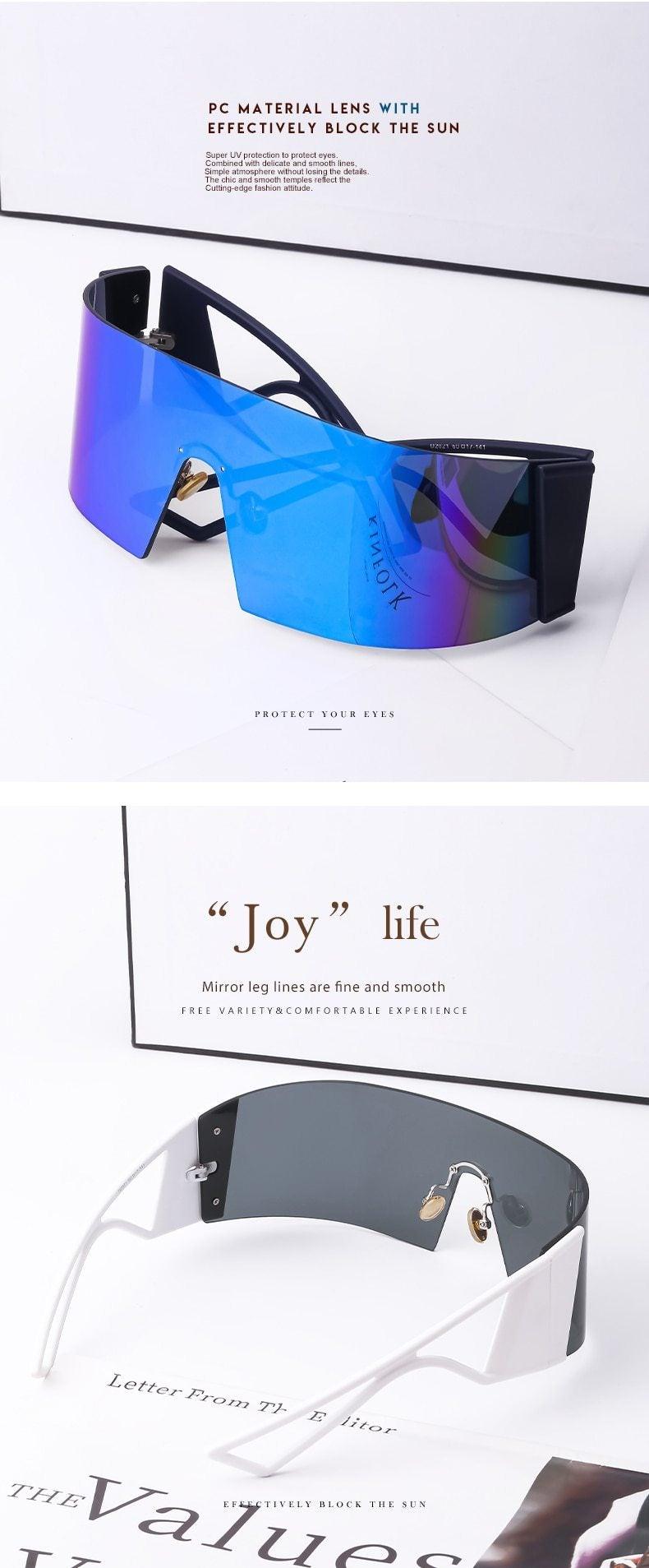The New Sports Polarized Sunglasses UV400 Outdoor Cycling Glasses Sunglasses For Women & Men New Blue Frame Rimless Rectangle Shape  Sun Glasses For Unisex Design New Mirrored Wind Proof Sport Eyeglasses For Sunglasses