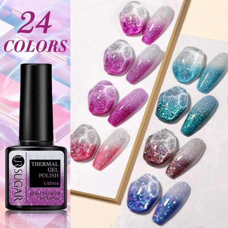 Thermal Shiny Nail Polish Change Color Effect Gel UV Semi Permanent Stylish Three Layer Effect For Womens