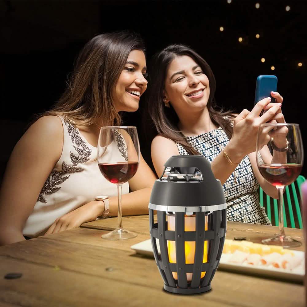 Tiki Torch Wireless Portable Stereo Speaker and Flame Table Lamp