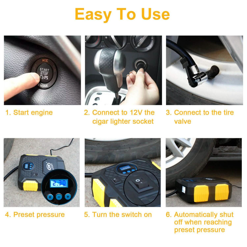 Tire Inflator 12V DC 120W 150PSI with LCD Electric Air Compressor