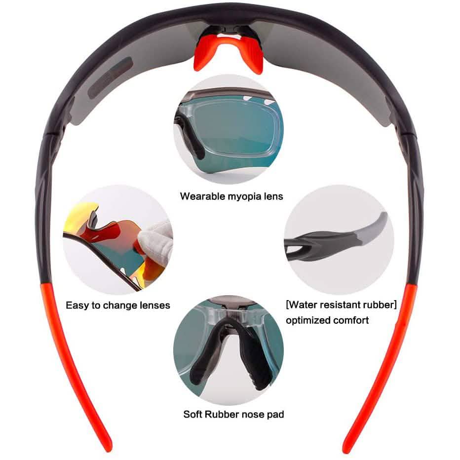 Toneoesol Polarized Sports Sunglasses with 5 Interchangeable Lenses