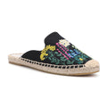 Top Cotton Rubber Flowers Summer Indoor Women's Espadrilles Flat Bottom Shoes Slippers Linen Slip-On Shoes With Lightweight Drop-in Heel Design Braided Beautiful Espadrilles