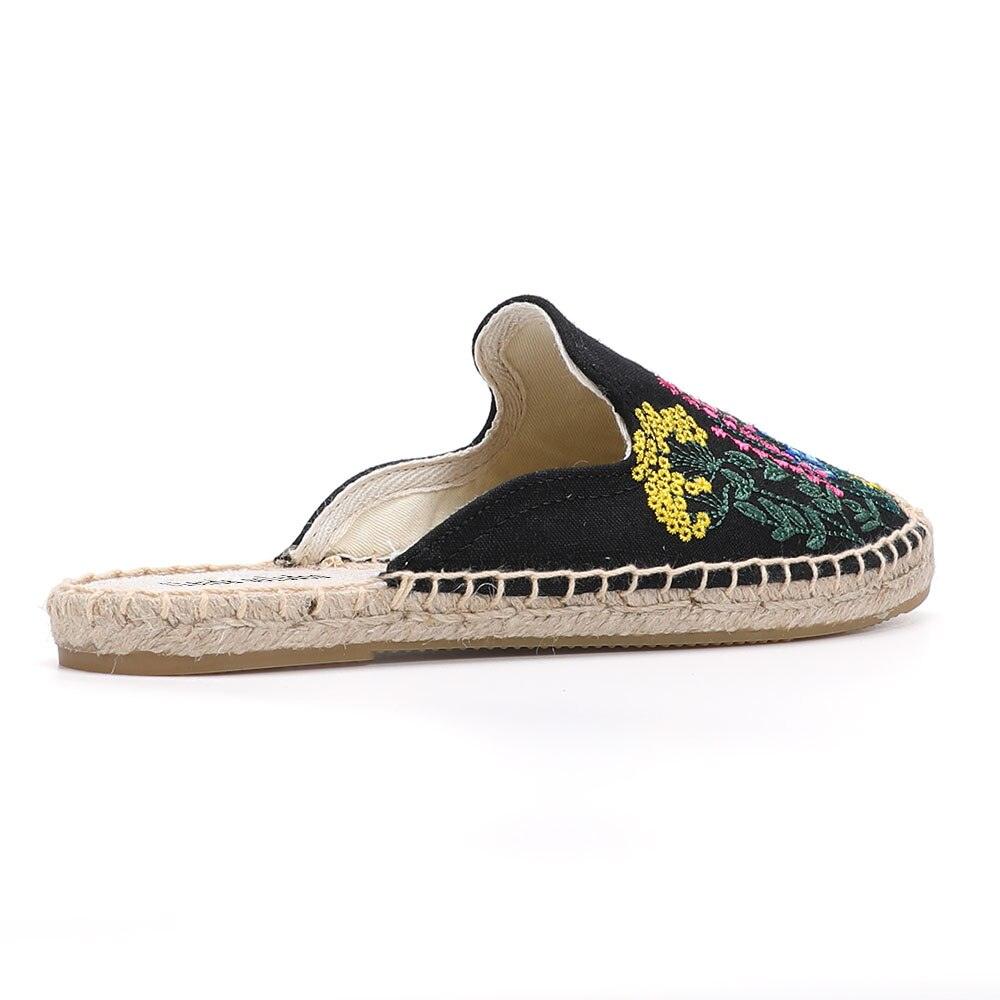 Top Cotton Rubber Flowers Summer Indoor Women's Espadrilles Flat Bottom Shoes Slippers Linen Slip-On Shoes With Lightweight Drop-in Heel Design Braided Beautiful Espadrilles