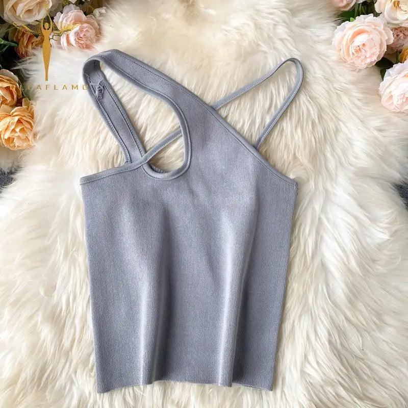 Top fashion cute women summer  cross sleeveless crop top cute fashion styles classy top