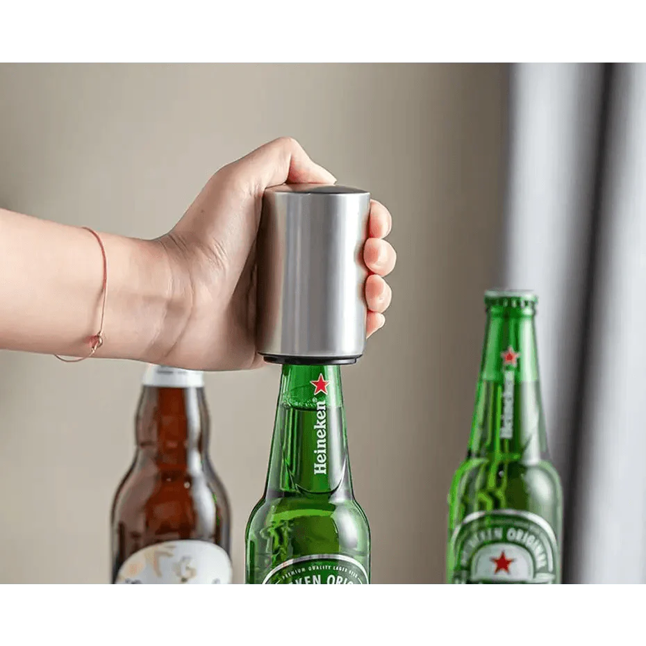 Automatic Beer Bottle Opener Magnet Beer Opener Stainless Steel Push Down Opener Wine Beer Soda Cap Opener Kitchen Accessories
