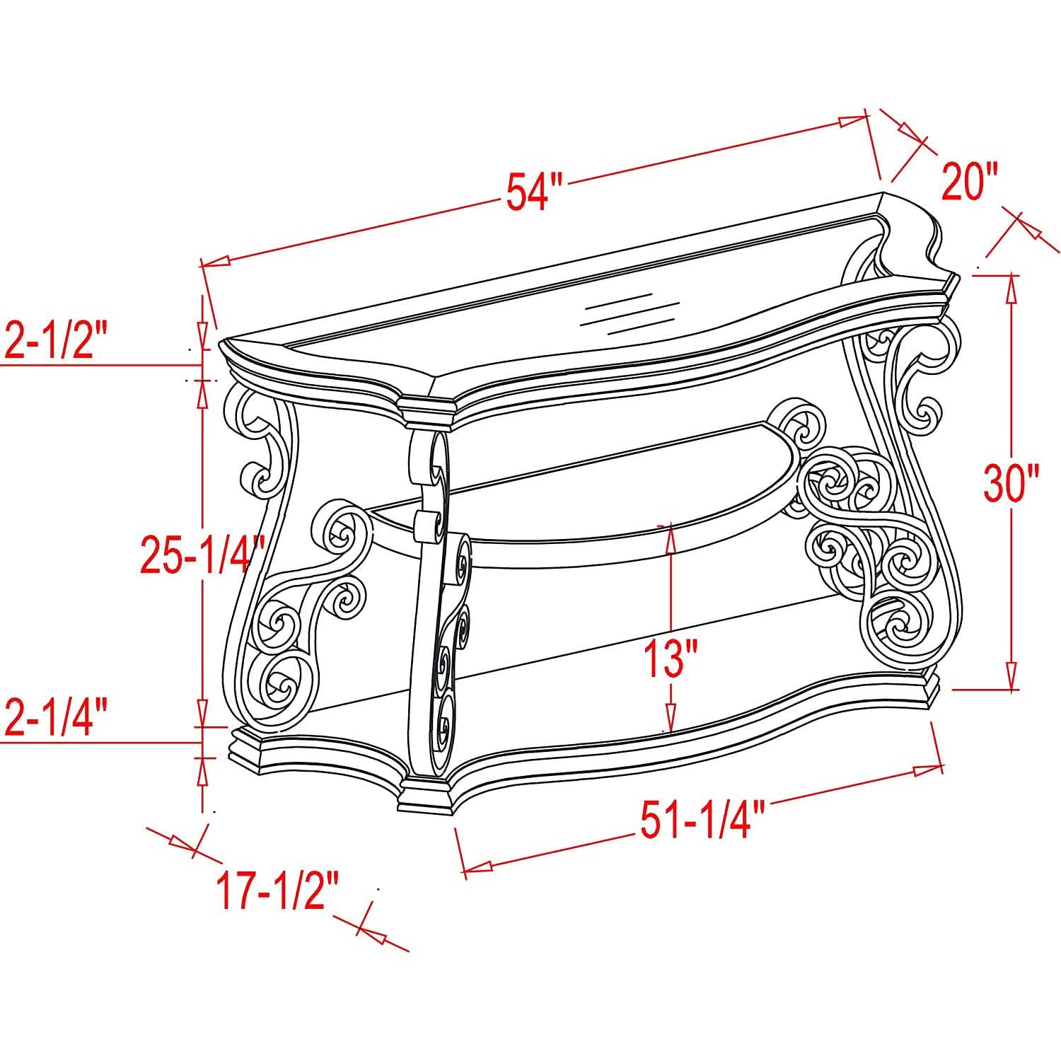 Traditional Console Accent Sofa Table