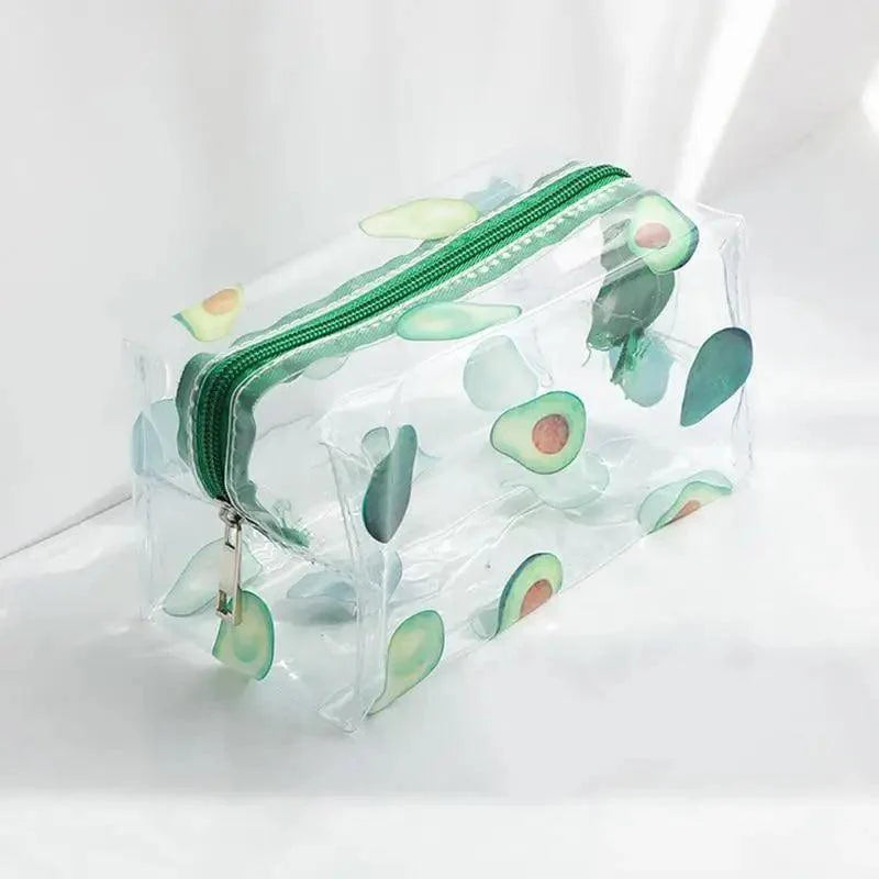 Transparent Flower Print Pencil Case For Students Classic Stationery Case Large Capacity Pencil Bag