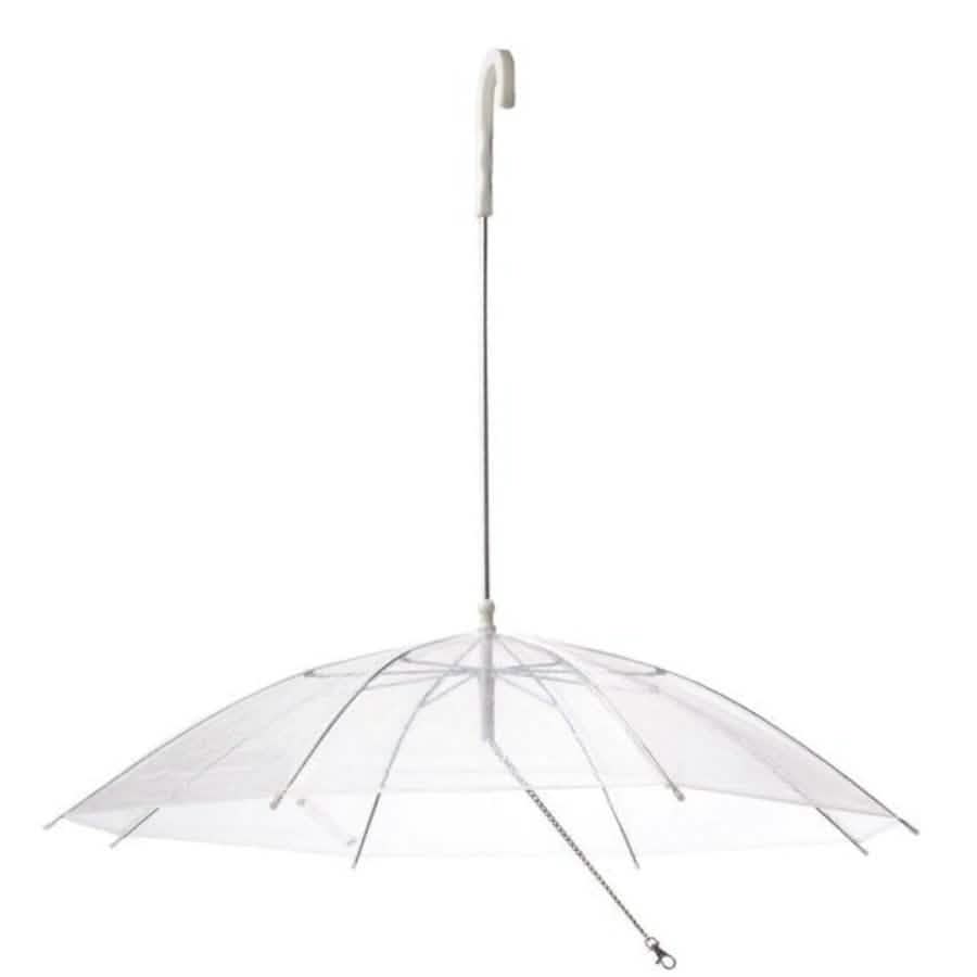 Transparent Outdoor Dog or Puppy Umbrella with Chain Leash