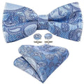 Trendy Patterned Silk Jacquard Plaid Bowtie With  Pocket Square And Cufflinks Set For Men Unique  Butterfly Party Wedding Casual Business Bowtie For Men