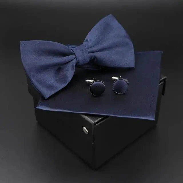 Trendy Tiny Dots Print Bowtie With Pocket Square And Cufflinks Set For Men Retro  Butterfly Party Wedding Bowties Without Box Stylish Ties Gift