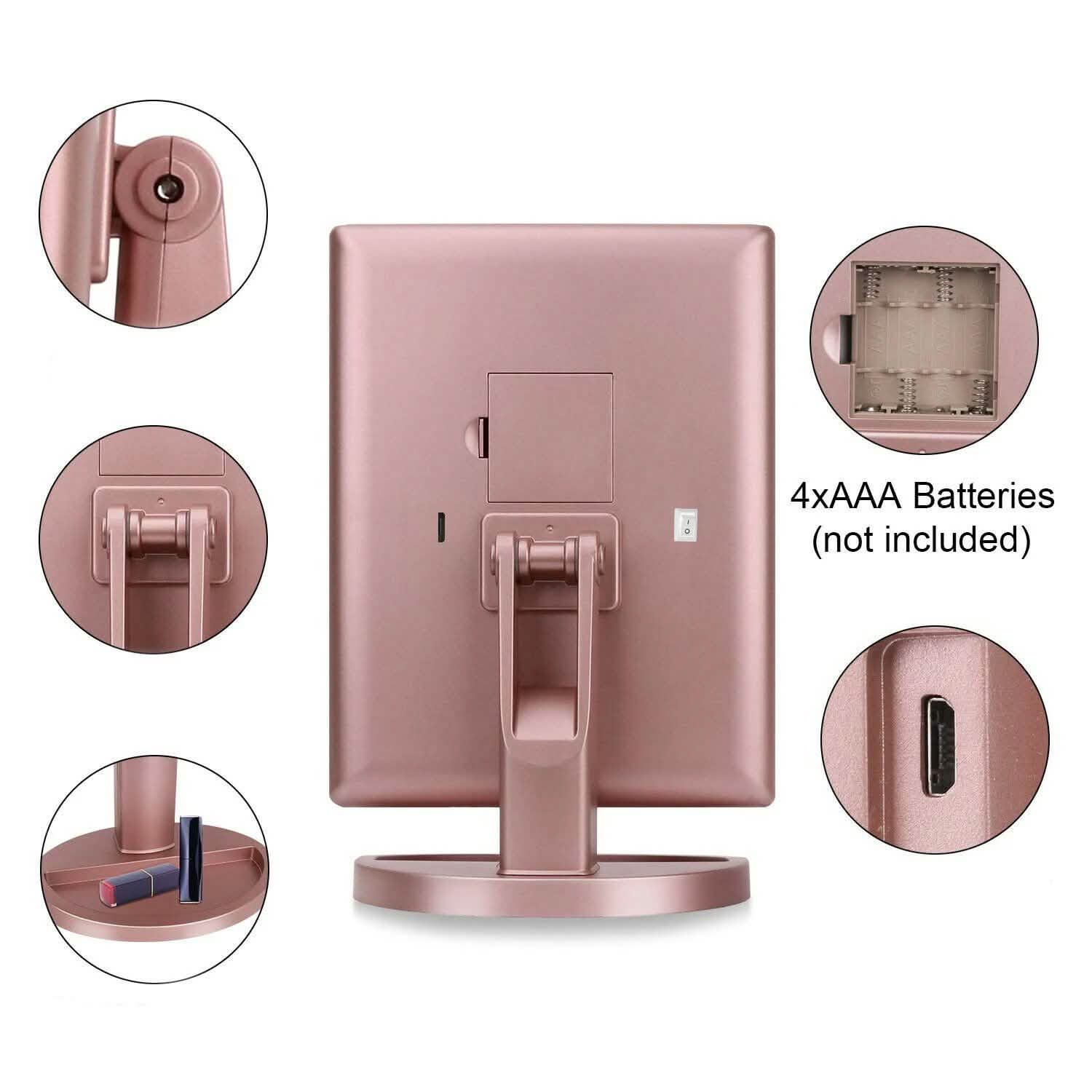 Tri-fold Vanity Makeup LED USB Touch Screen 10X Magnifing Mirror