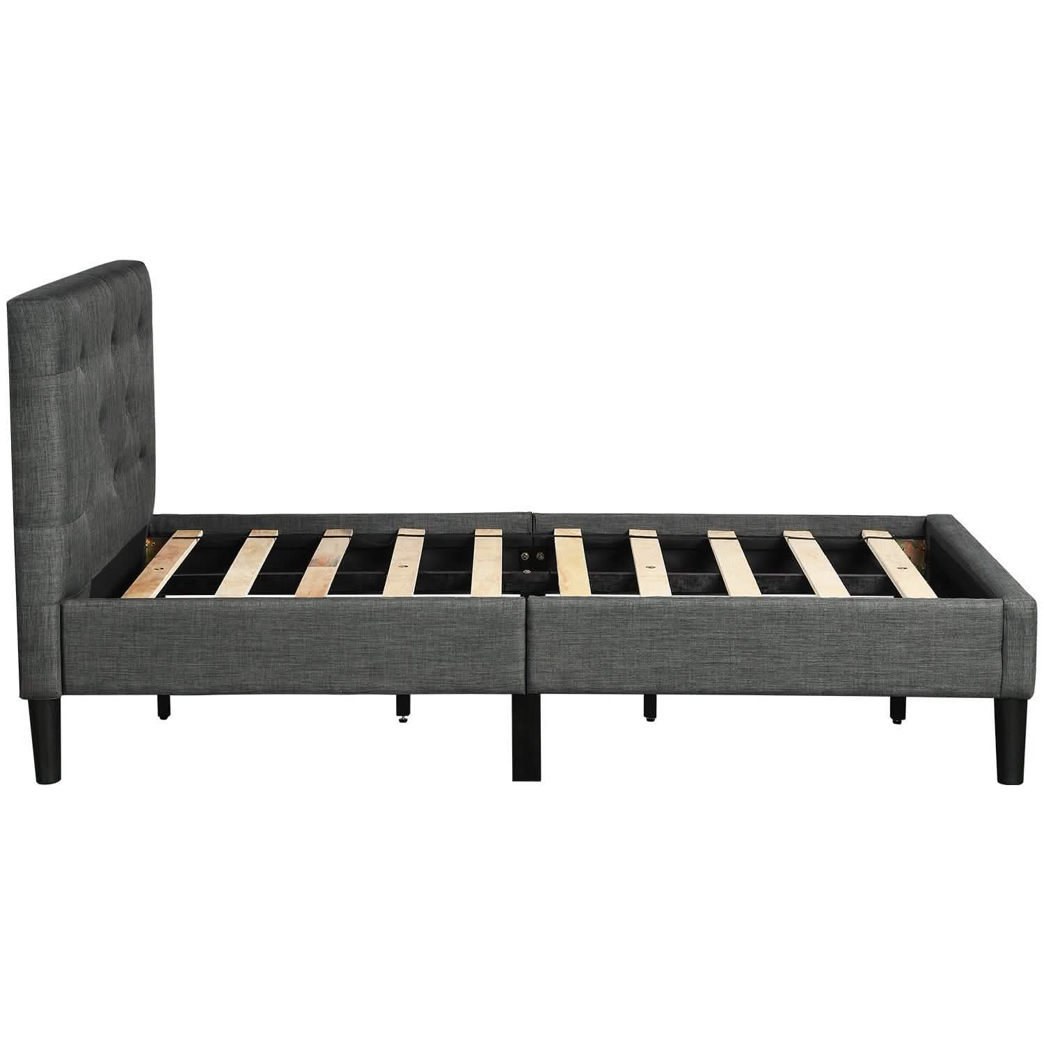 Tufted Platform Bed, Twin Size Button Upholstered Platform Bed
