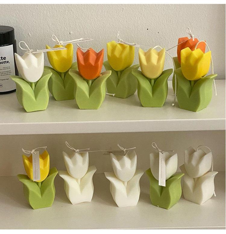 Tulip Candle Aroma Decoration Wedding Souvenir Birthday Gift Decoration Candles Handmade Delicate Tulip Flower Shape Candle  Perfect for Birthday Party Wedding Spa Home Decor