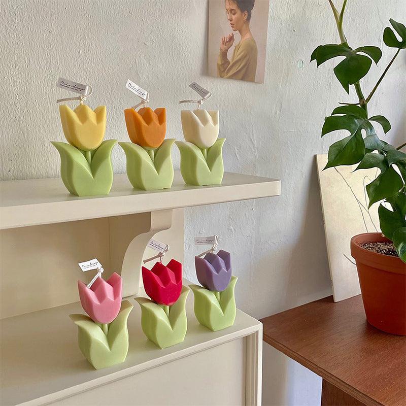 Tulip Candle Aroma Decoration Wedding Souvenir Birthday Gift Decoration Candles Handmade Delicate Tulip Flower Shape Candle  Perfect for Birthday Party Wedding Spa Home Decor