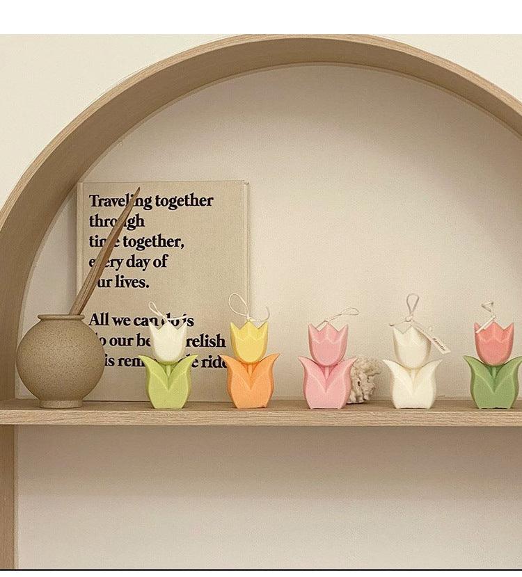 Tulip Candle Aroma Decoration Wedding Souvenir Birthday Gift Decoration Candles Handmade Delicate Tulip Flower Shape Candle  Perfect for Birthday Party Wedding Spa Home Decor