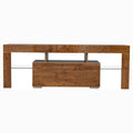 TV Stand with LED Lights Open Shelf Console Storage Table