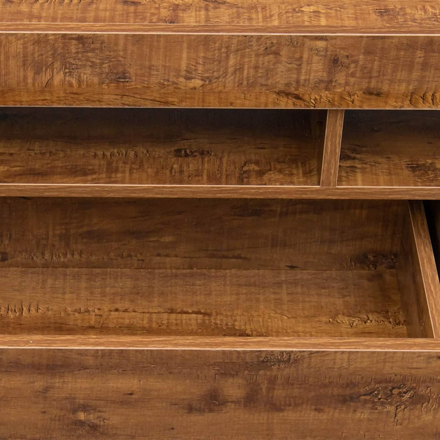 TV Stand with LED Lights Open Shelf Console Storage Table