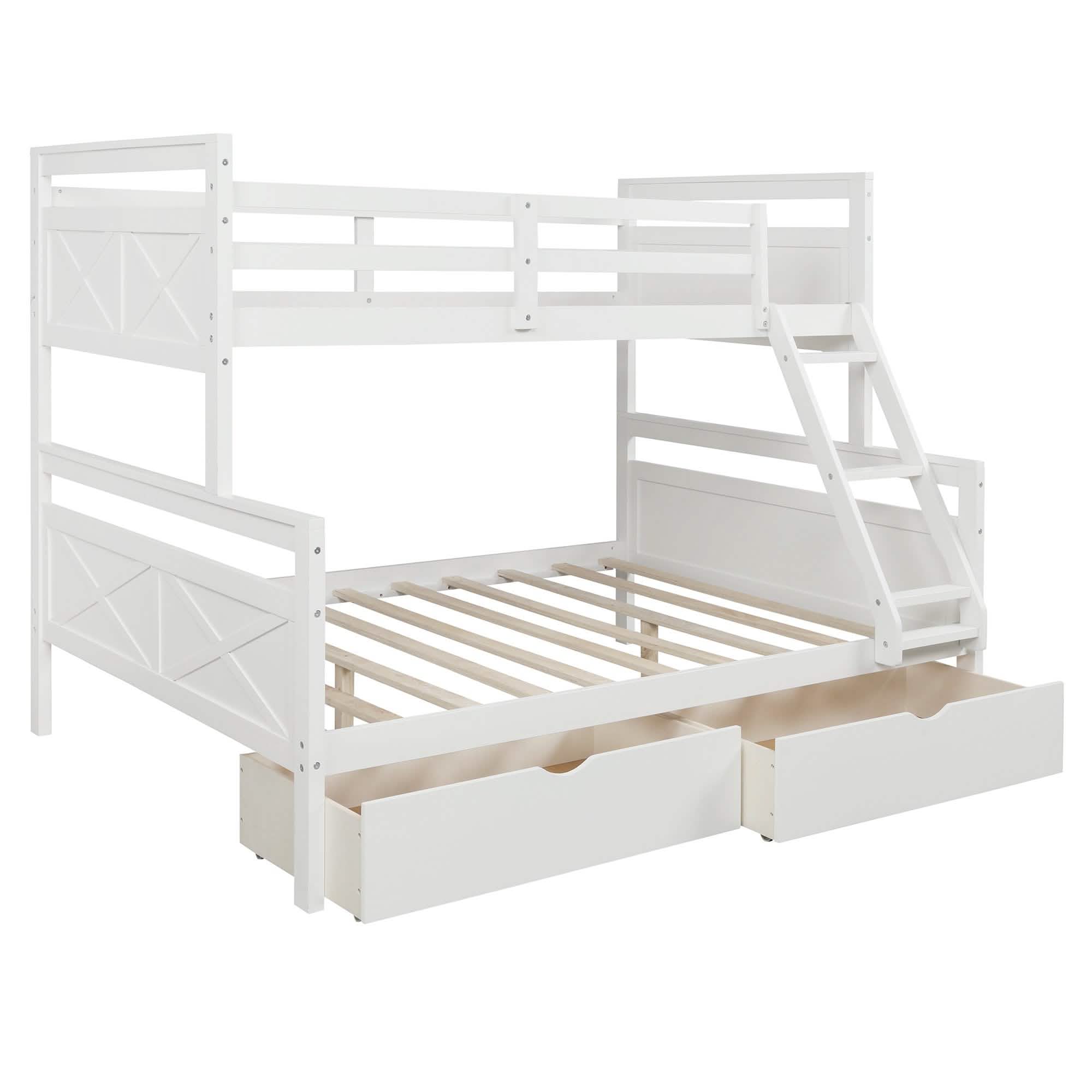 Twin over Full Bunk Bed with 2 Storage Drawers
