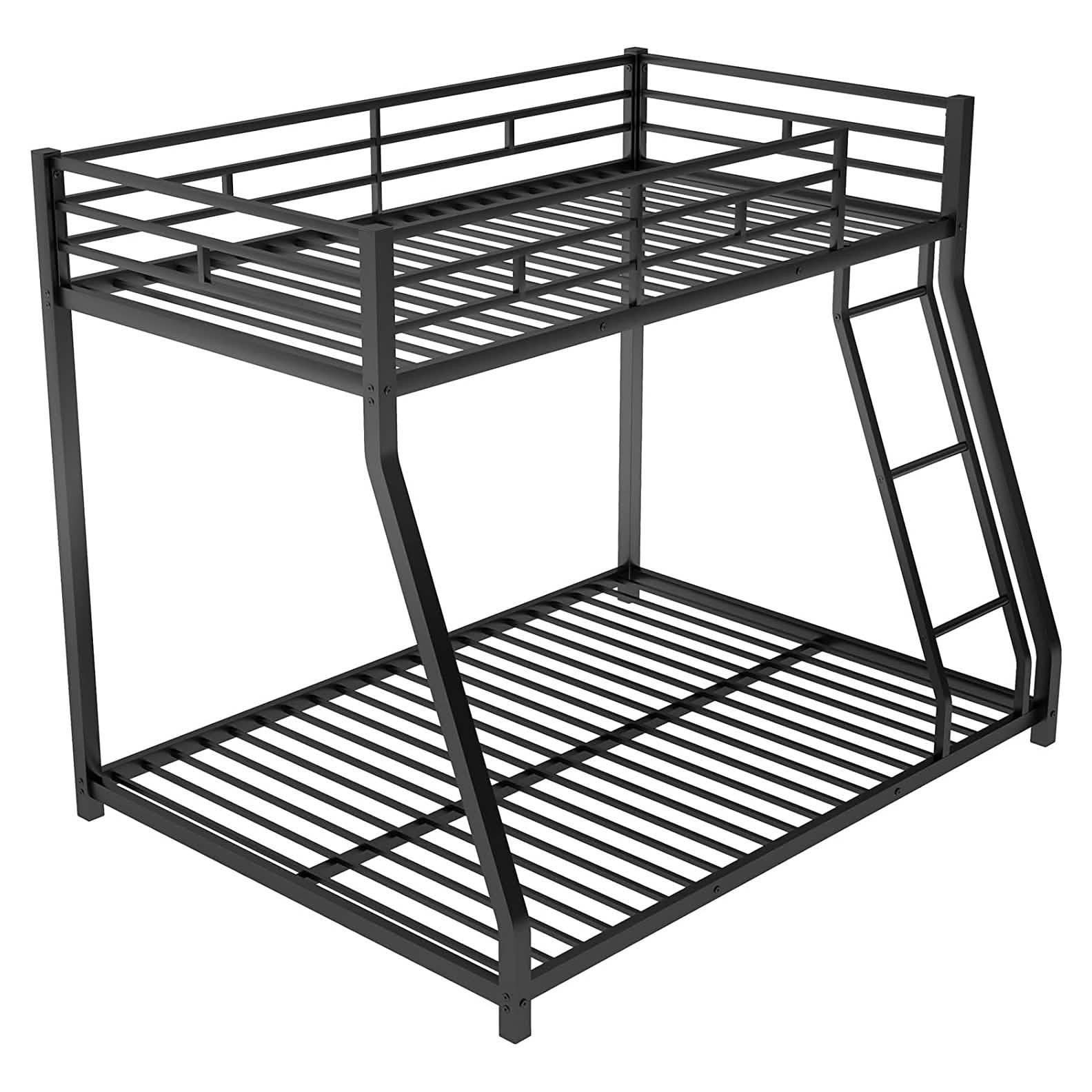 Twin Over Full Low Bunk Bed with Ladder