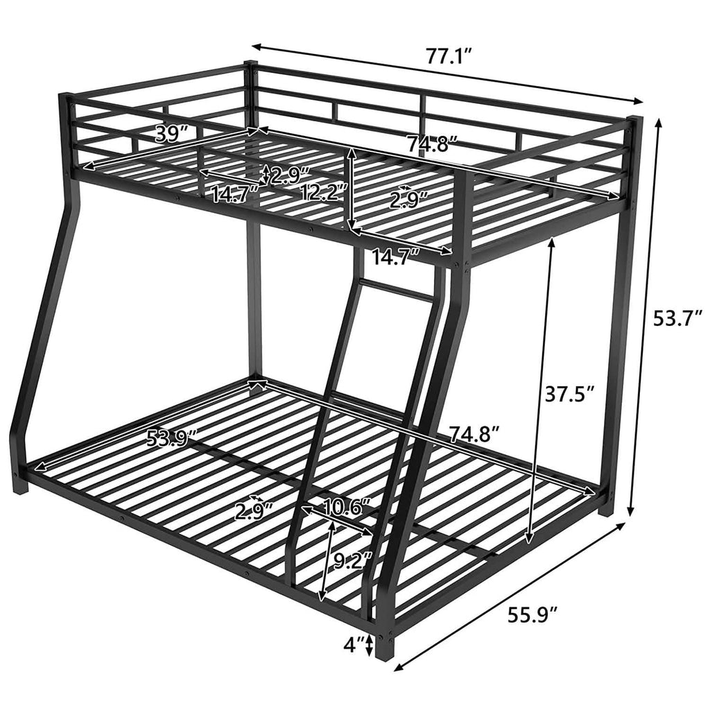 Twin Over Full Low Bunk Bed with Ladder