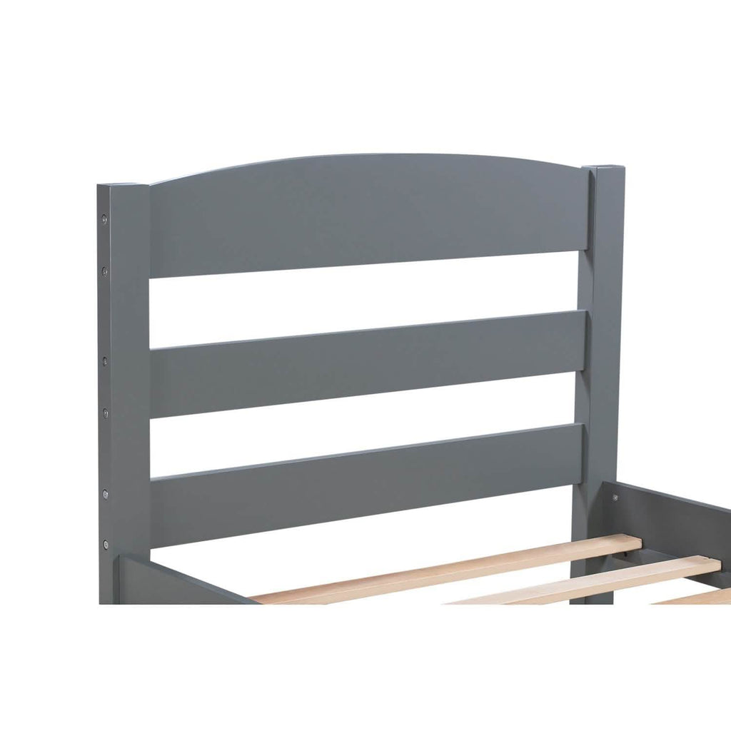 Twin Platform Bed Frame with Storage Drawer Headboard