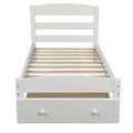 Twin Platform Bed Frame with Storage Drawer Headboard