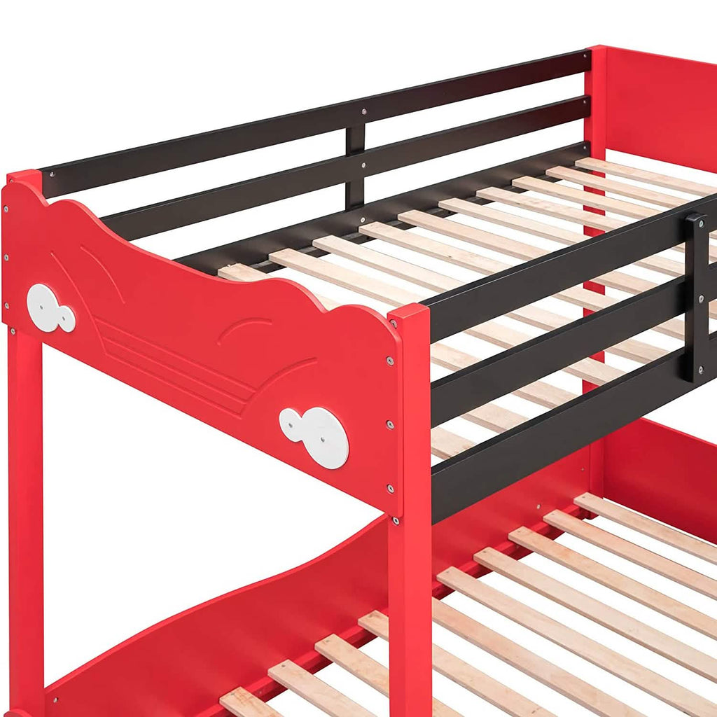 Twin Size Car-Shaped Bunk Bed with Wheels