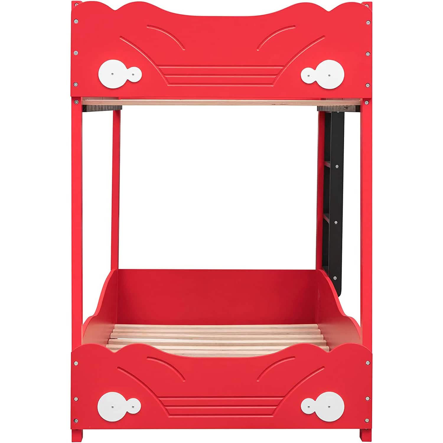 Twin Size Car-Shaped Bunk Bed with Wheels