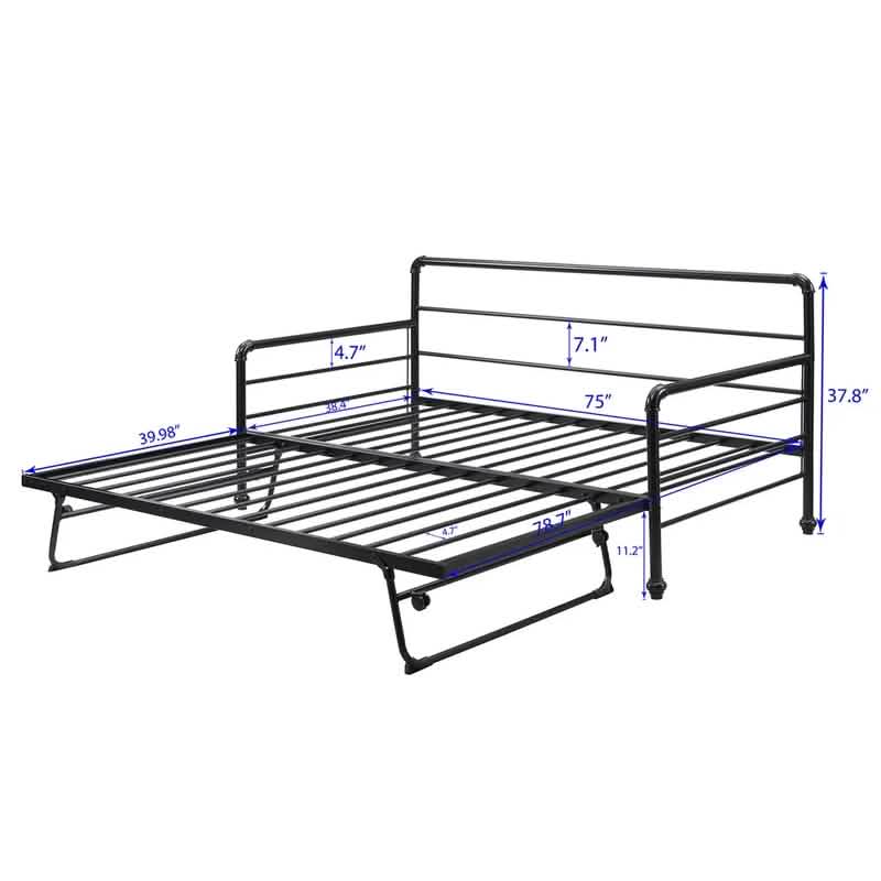Twin Size Daybed with Adjustable Trundle