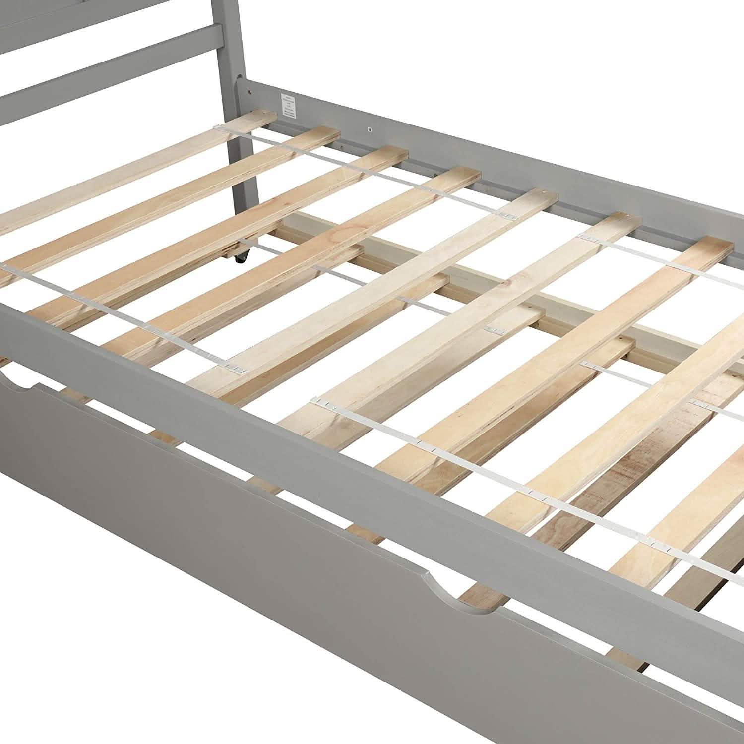 Twin Size Platform Bed with A Trundle