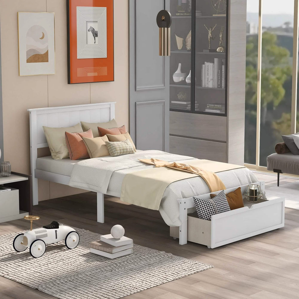 Twin Size Platform Bed with Storage