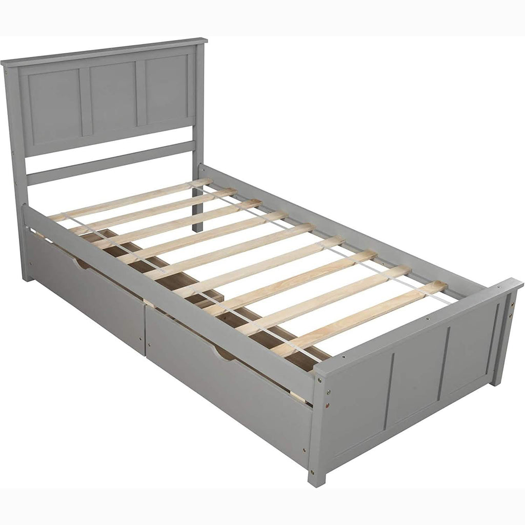 Twin Size Platform Bed with Two Drawers