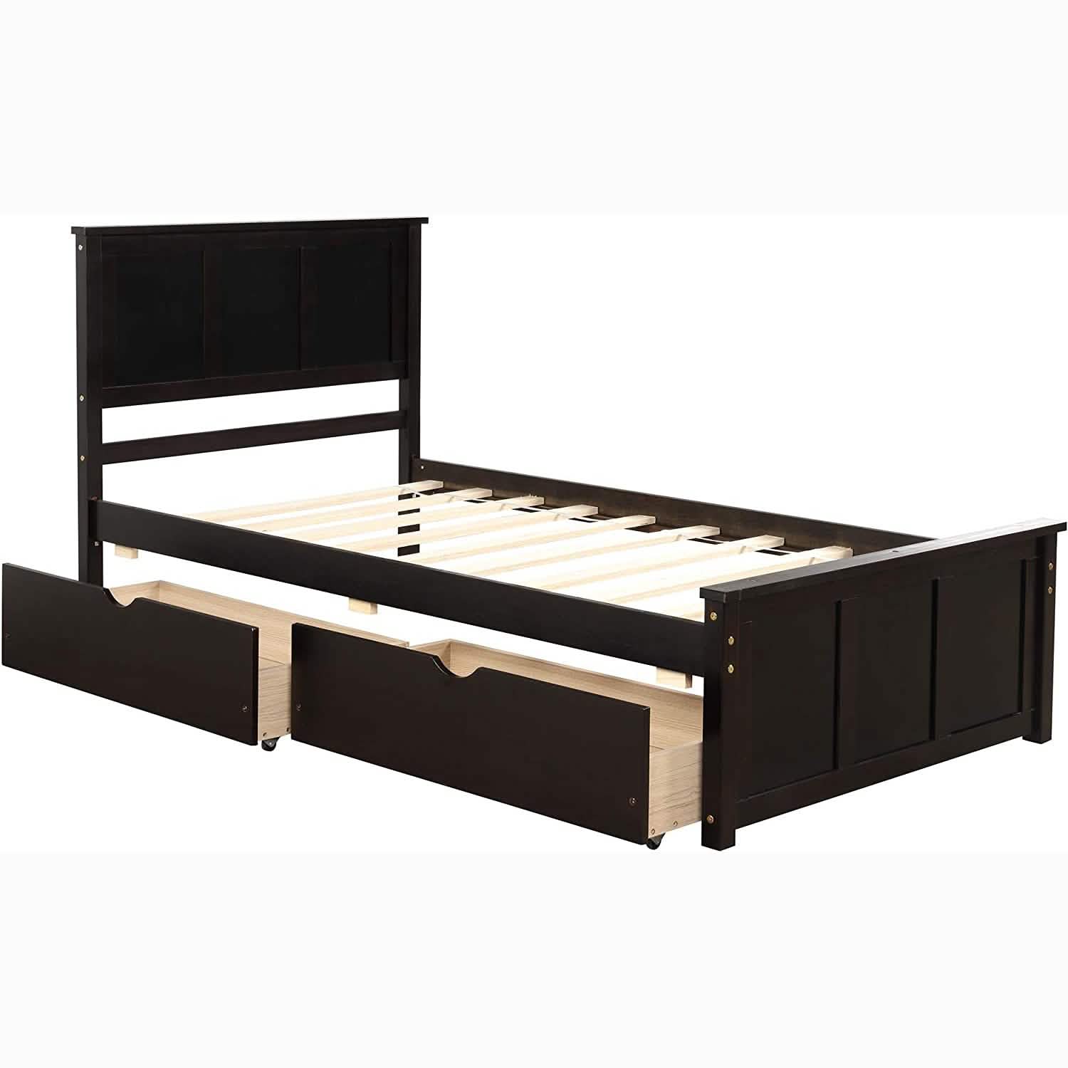 Twin Size Platform Bed with Two Drawers