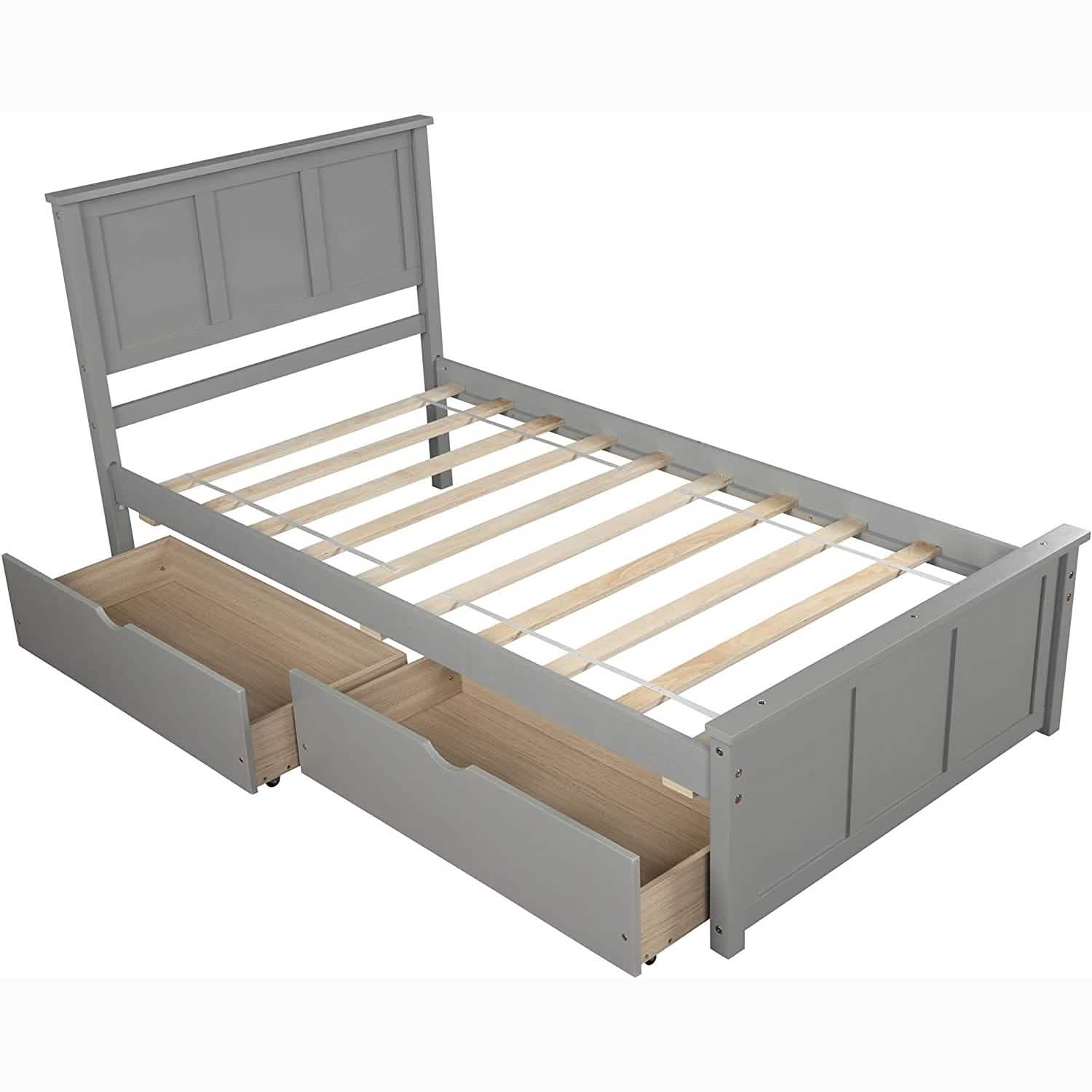 Twin Size Platform Bed with Two Drawers
