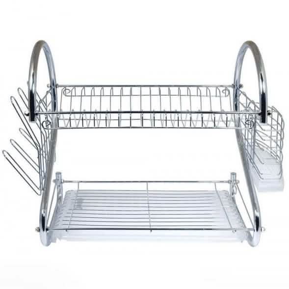 Two-Tier Stainless-Steel Dish Rack - 16" Rack