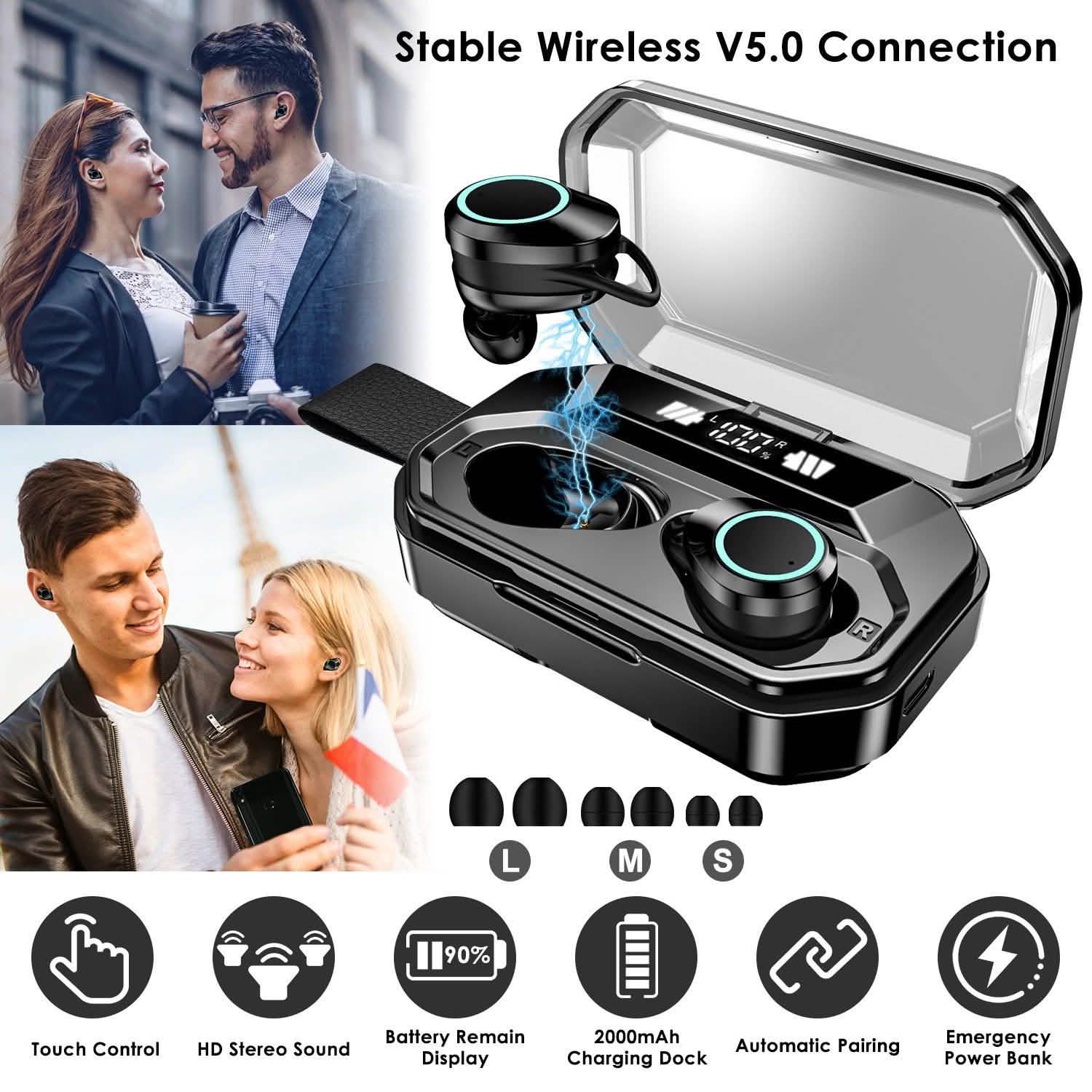 TWS Wireless 5.0 Earbuds Touch In-Ear Stereo Headsets