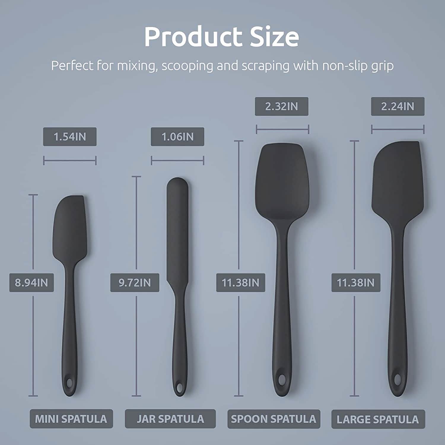 U-Taste Silicone Spatula Set with 480 Degrees Fahrenheit Heat Resistant
