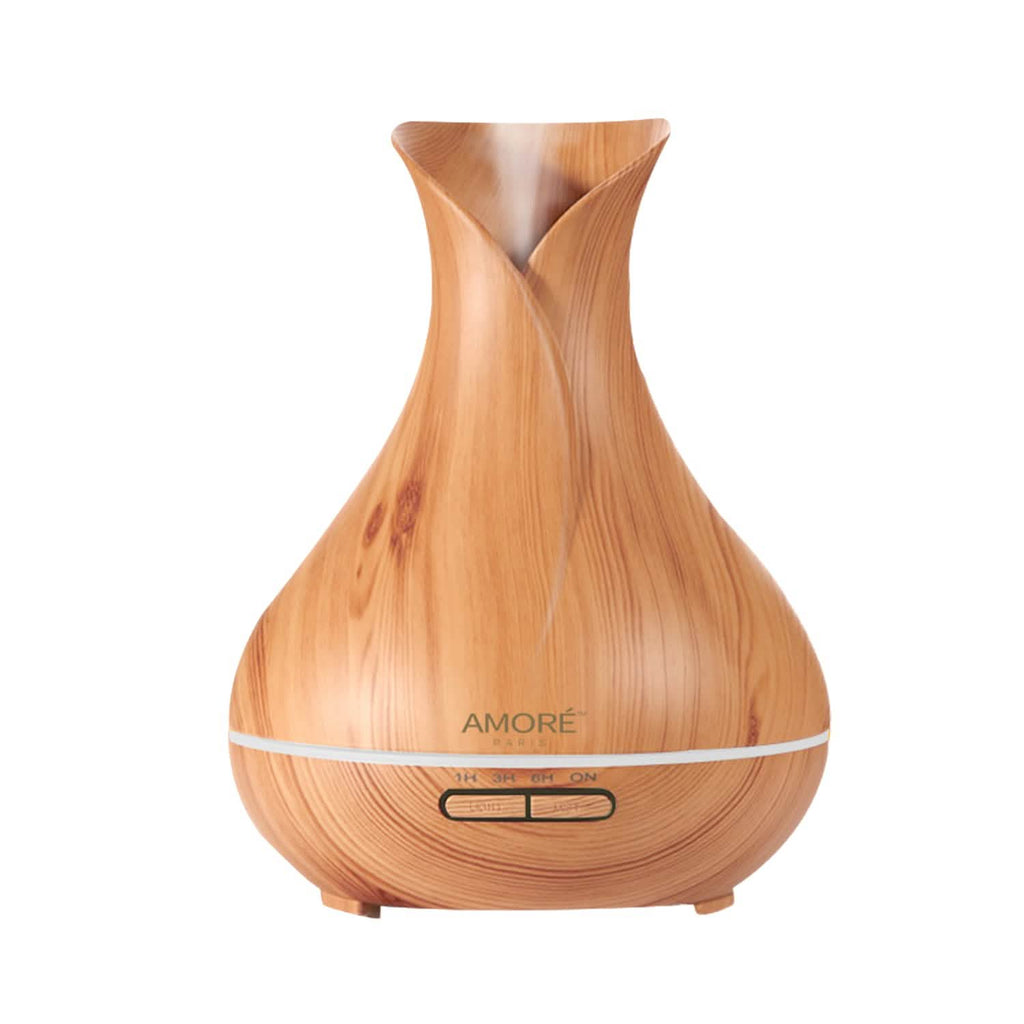Ultrasonic Air Humidifier With Wood Grain 7 Color Changing LED Lights