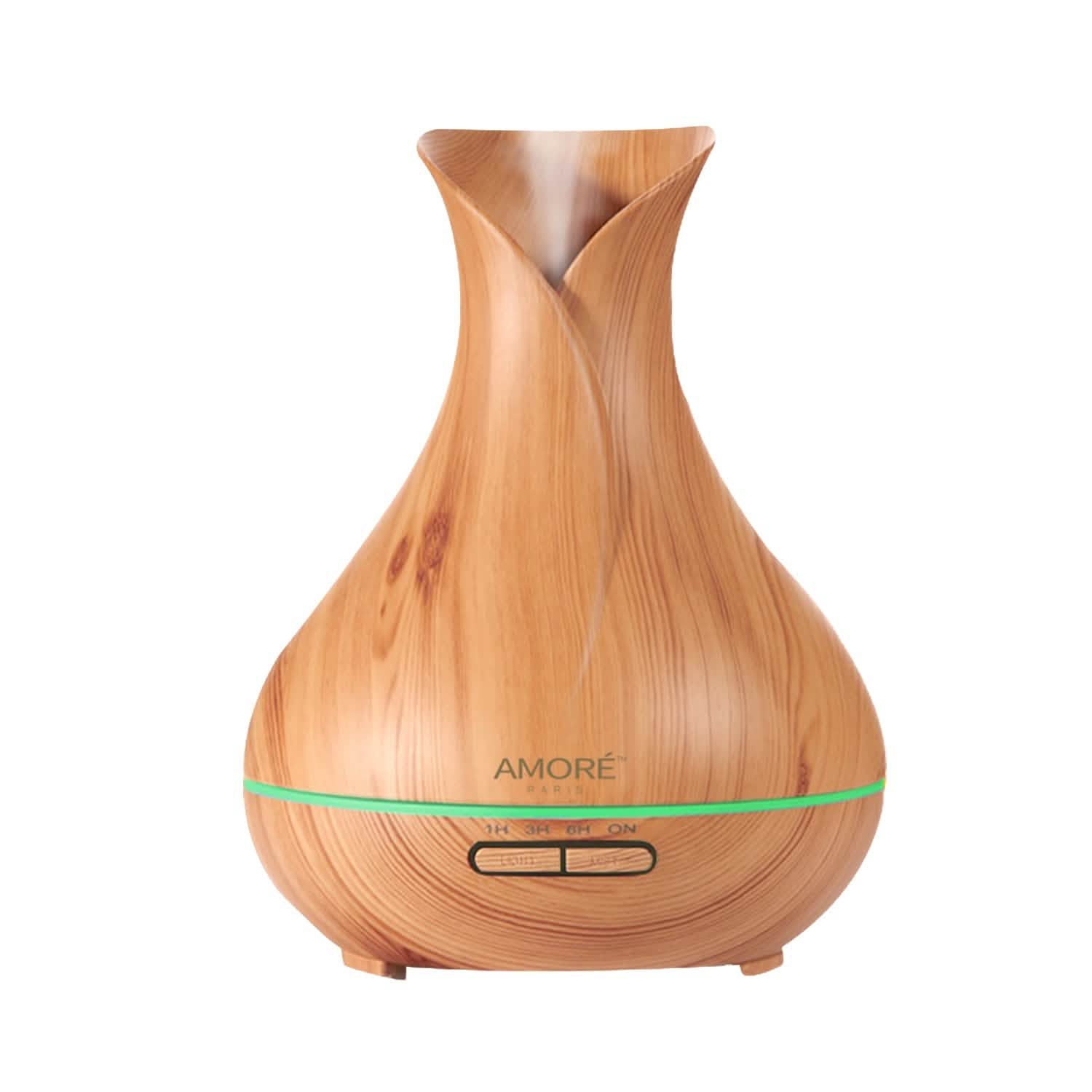 Ultrasonic Air Humidifier With Wood Grain 7 Color Changing LED Lights