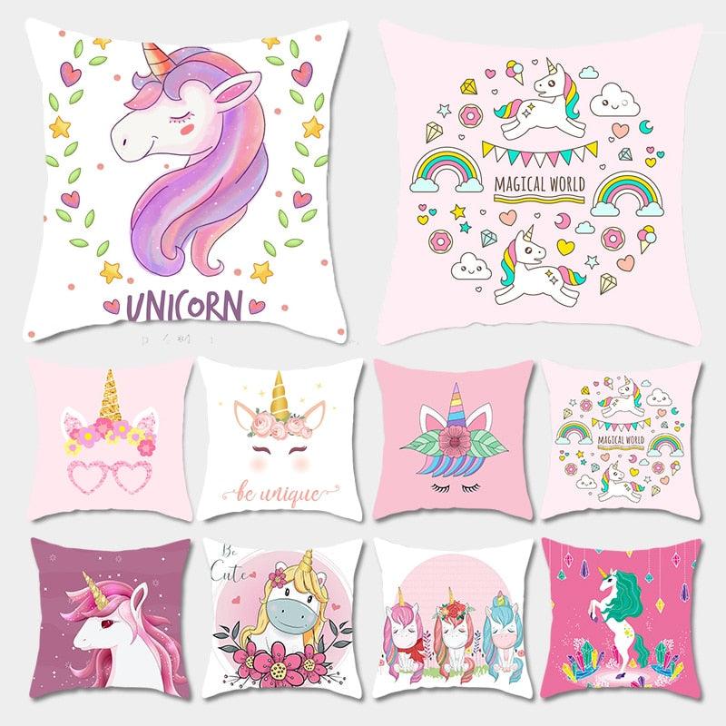 Unicorn Cushion Cover Decor Sofa Cushion Case Bed Pillow Cover Home Party Decoration Unicorn Birthday Decor Pillow Covers Cute Girls Pillow Beautiful Pink Girl Pillow Case