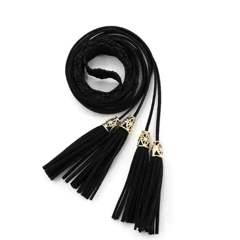 Unique Classic PU Leather Tie Strap Waist Belt For Women Modern Rope Style Design Ladies Waistbands