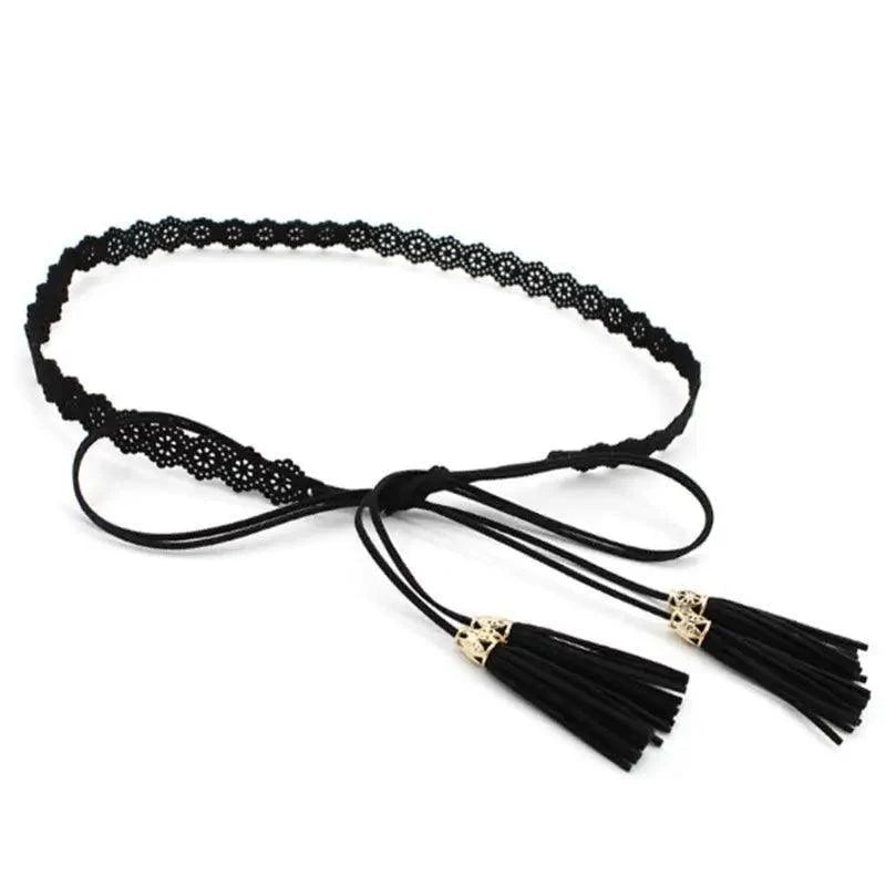 Unique Classic PU Leather Tie Strap Waist Belt For Women Modern Rope Style Design Ladies Waistbands