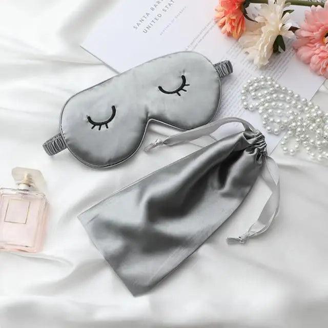 Unique Design Eyelash Embroidery Imitated Silk Sleeping Eye Masks Shading Patch Cover Blindfold With Adjustable Strap Travel Relax Eye Care Tools With Bag