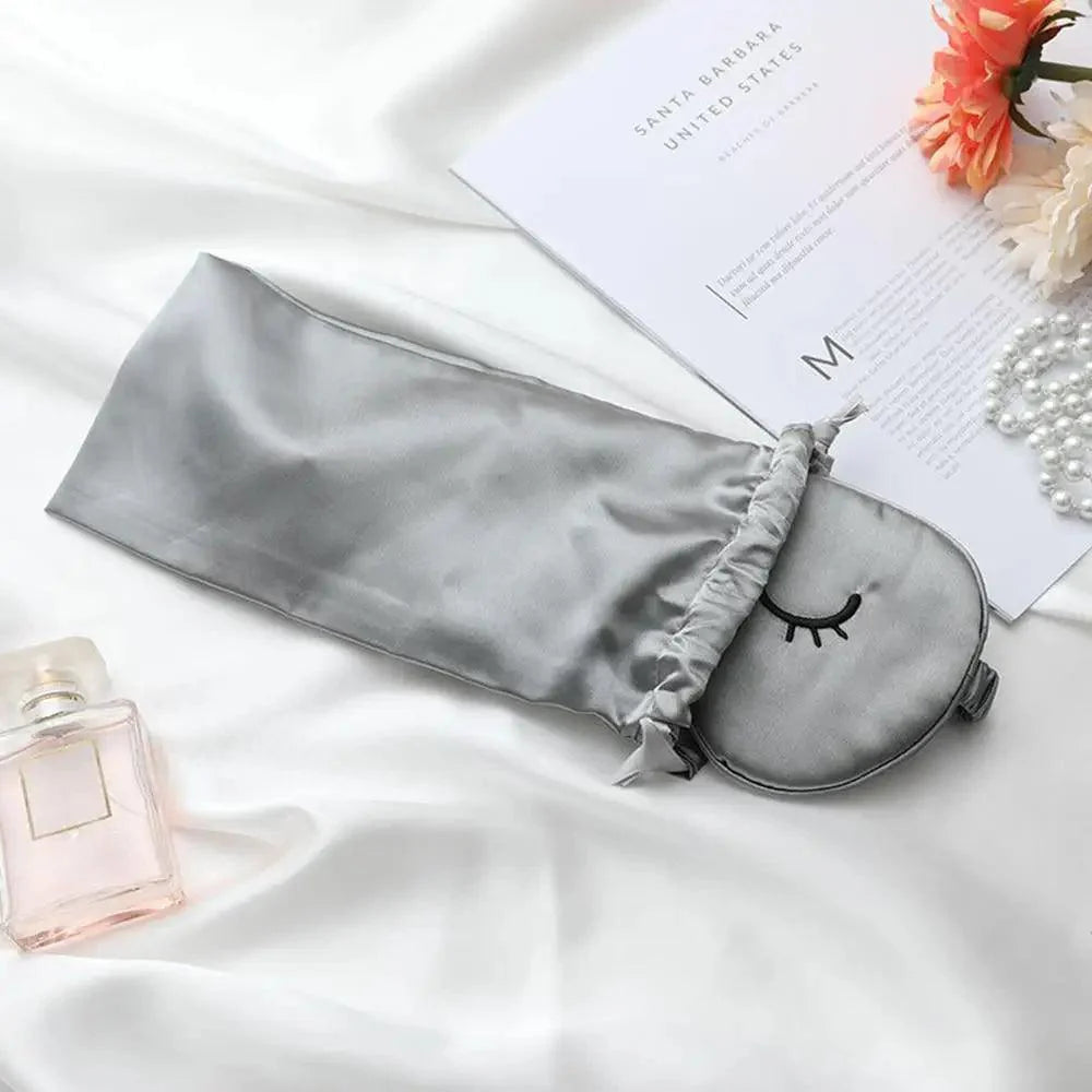 Unique Design Eyelash Embroidery Imitated Silk Sleeping Eye Masks Shading Patch Cover Blindfold With Adjustable Strap Travel Relax Eye Care Tools With Bag