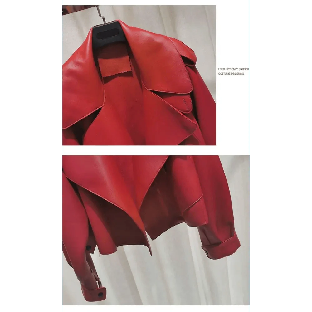 Unique Design Faux Leather Jacket Women Loose Soft Vintage Motorcycle Biker Coat Short Pu Leather Coat Female Punk Autumn Streetwear Outwear
